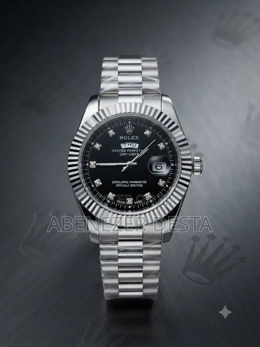 Rolex Datejust Features a Black Diamond Dial and a Fluted Bezel