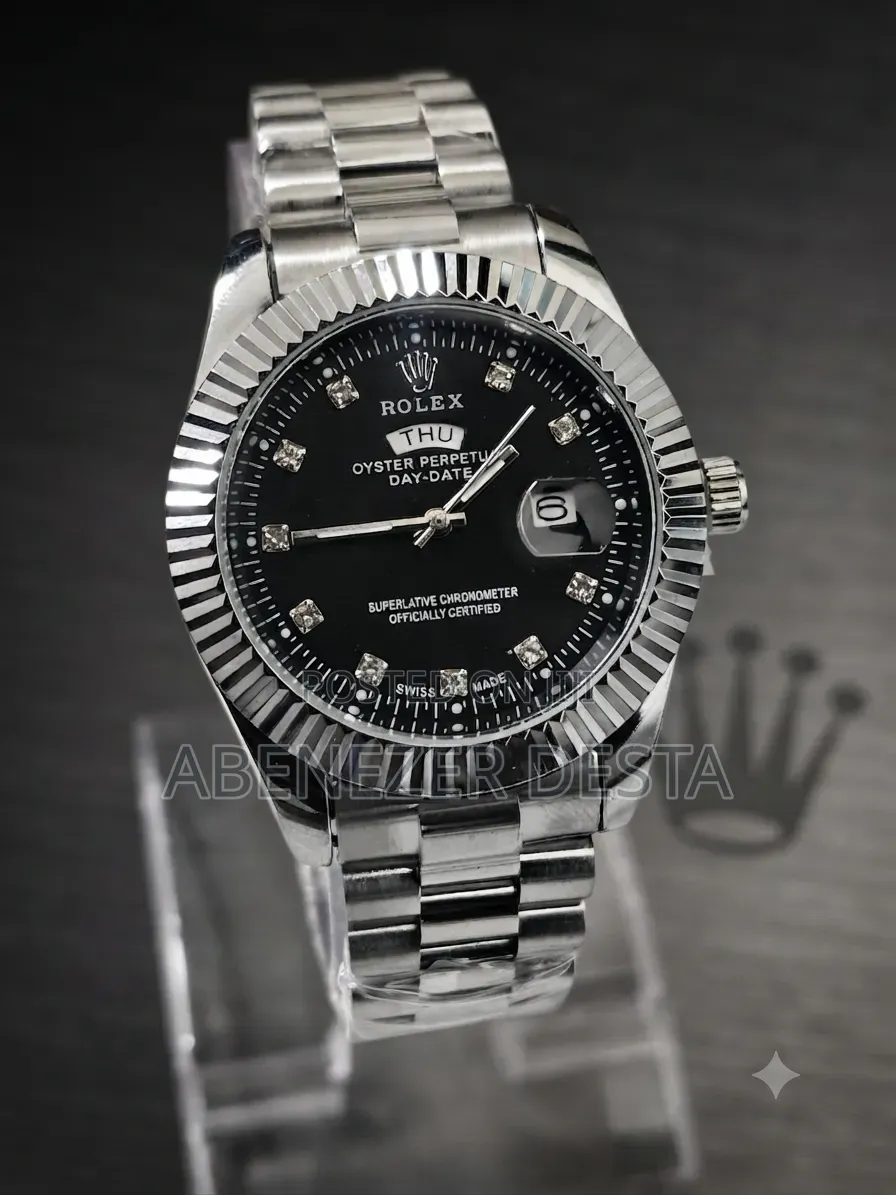 Rolex Datejust Features a Black Diamond Dial and a Fluted Bezel