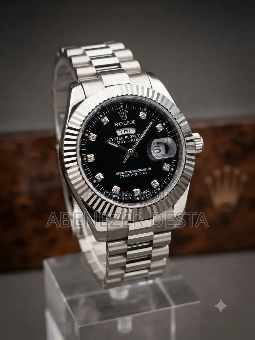 Rolex Datejust Features a Black Diamond Dial and a Fluted Bezel