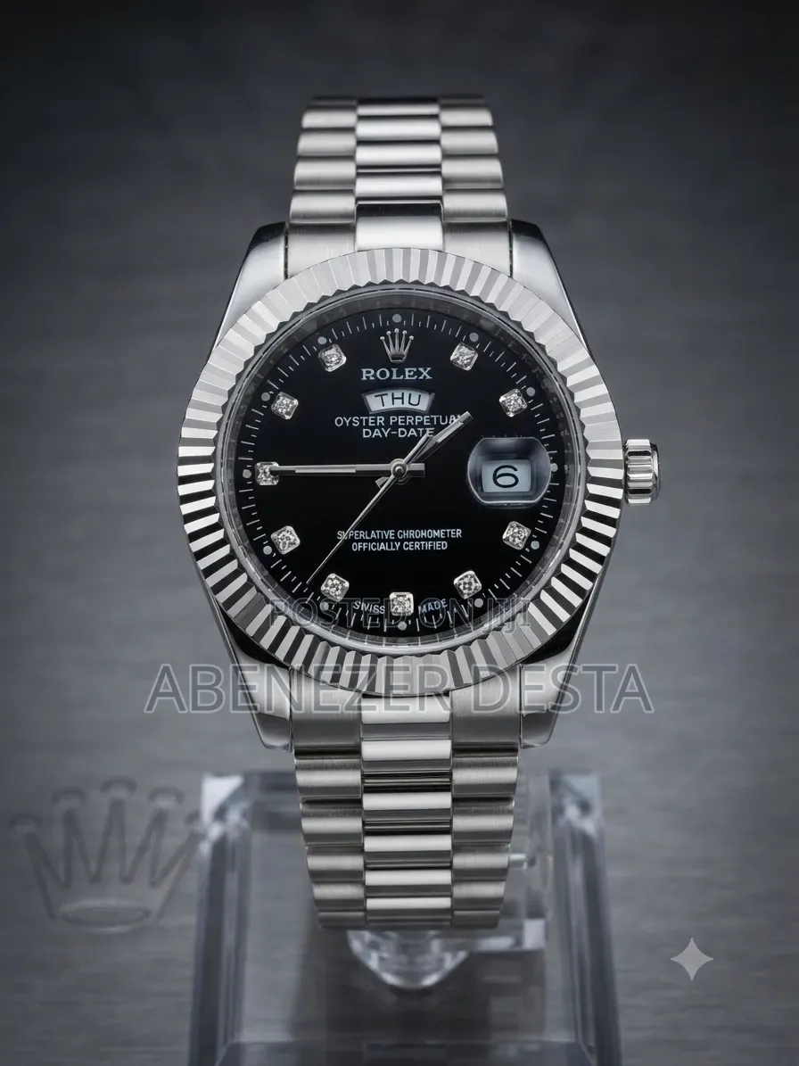Rolex Datejust Features a Black Diamond Dial and a Fluted Bezel