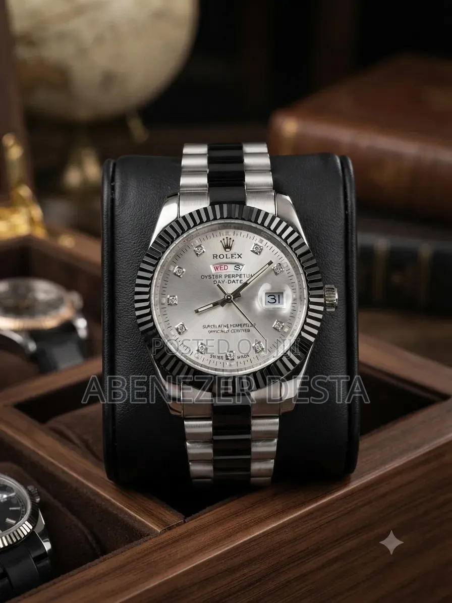 Rolex Day-Date Style Timepiece Featuring a Silver-Colored Dial