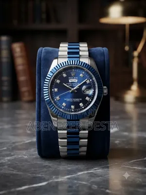 Rolex Day-Date Style Timepiece Featuring a Blue Dial With Diamond