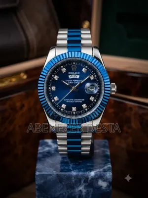 Rolex Day-Date Style Timepiece Featuring a Blue Dial With Diamond