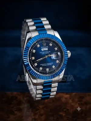 Rolex Day-Date Style Timepiece Featuring a Blue Dial With Diamond