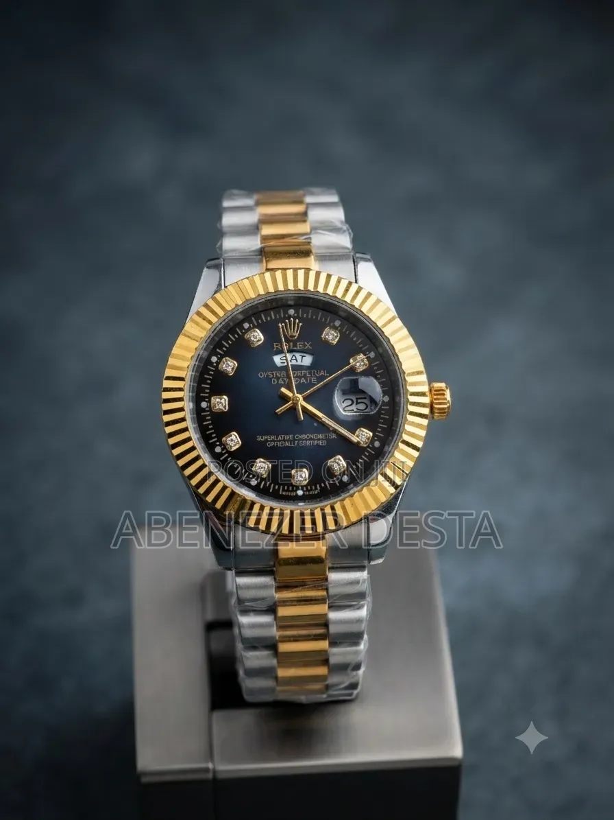 Rolex Two-Tone Men's Watch Features a Diamond- Accented Black Dial