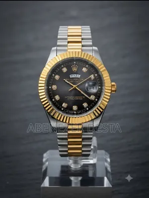 Rolex Two-Tone Men's Watch Features a Diamond- Accented Black Dial