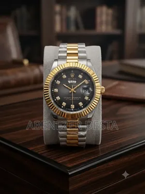 Rolex Two-Tone Men's Watch Features a Diamond- Accented Black Dial