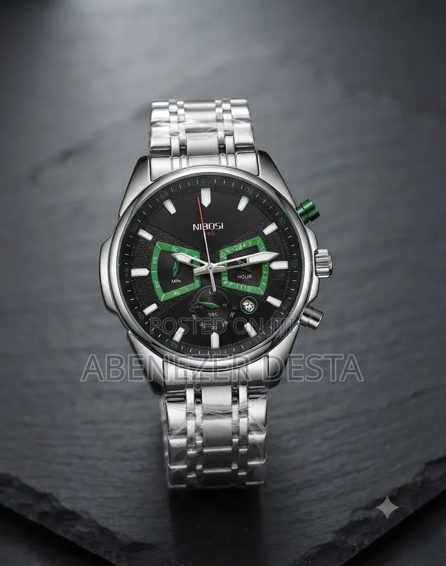 Nibosi 2508 Chronograph Watch
Featuring a Silver Stainless Steel Band