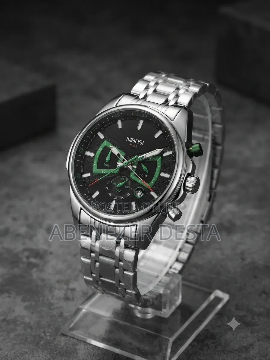 Nibosi 2508 Chronograph Watch
Featuring a Silver Stainless Steel Band