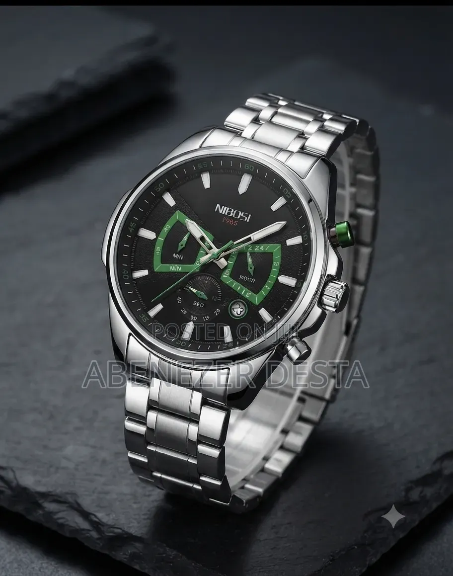 Nibosi 2508 Chronograph Watch
Featuring a Silver Stainless Steel Band