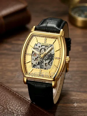 Chenxi Skeleton Dial Mechanicawatch Featuring a Rectangular Gold-Toned