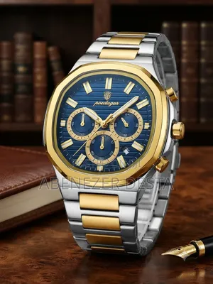 Poedagar 834 Luxury Quartz Watch for Men, Featuring a Gold and Silver