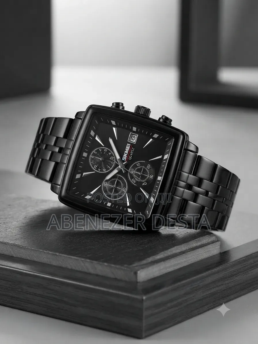SKMEI 2434 Men's Watch Features a Black Chronograph Dial and Matching