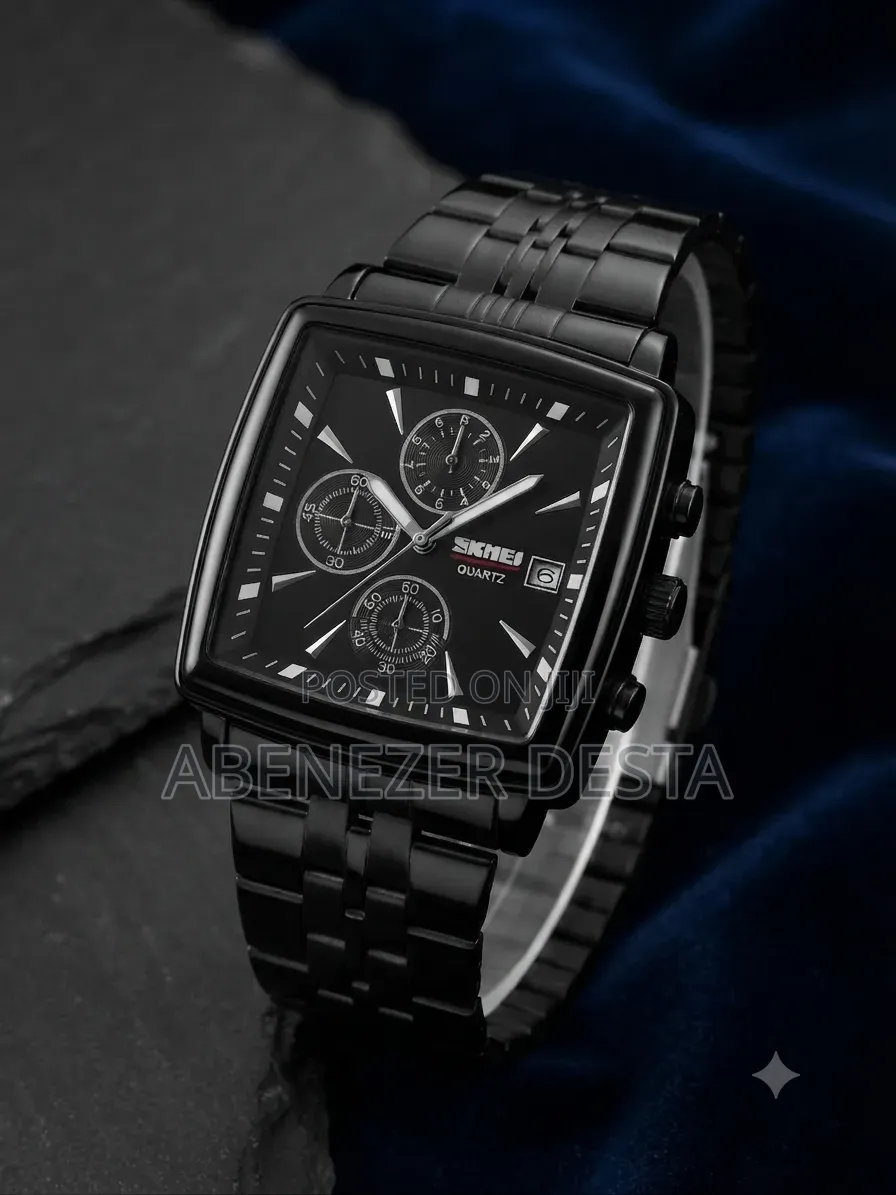 SKMEI 2434 Men's Watch Features a Black Chronograph Dial and Matching