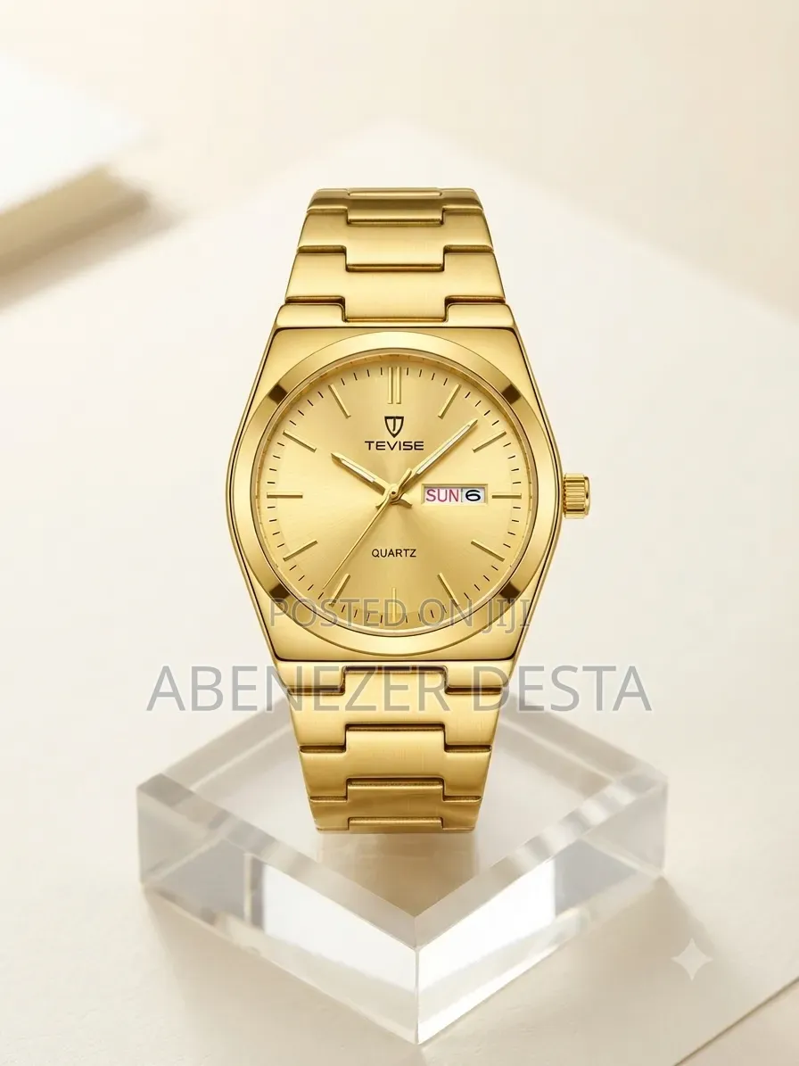 Similar Gold-Tone Watch Day-Date Calendar Complication Quartz Movement