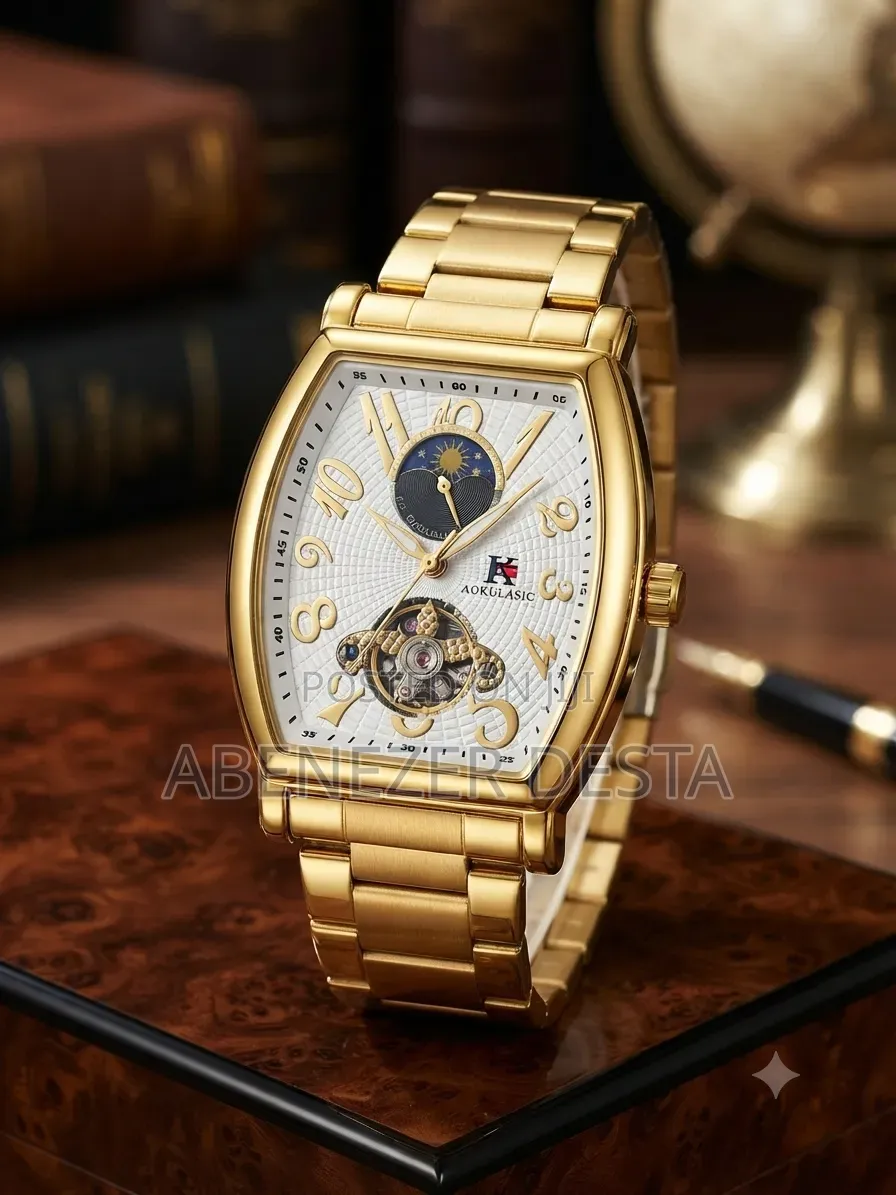 Aokulasic Mfn's Automatic Watch Features Gold-Tone Stainless Steel