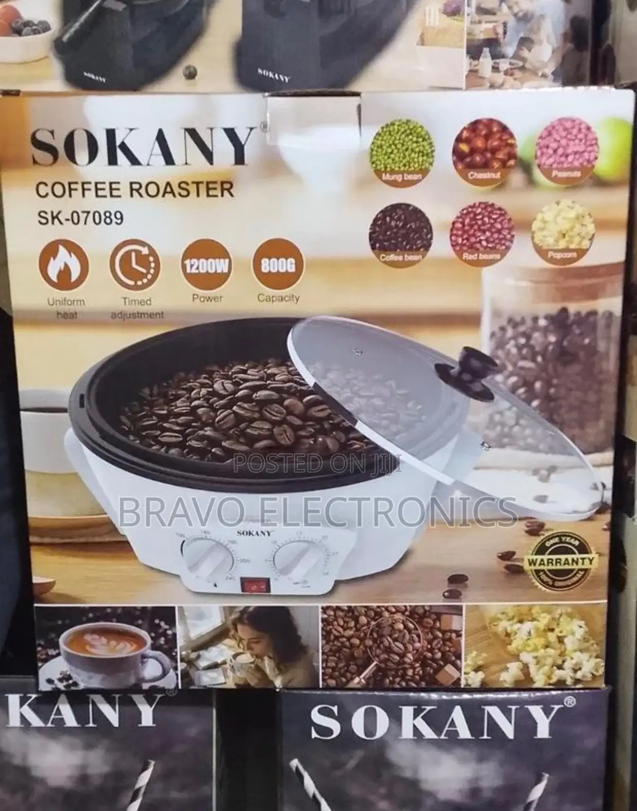 SOKANY Coffee Roaster | 800g Capacity | Timer Temperature Control