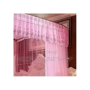 Luxurious Canopy Bed Setup With a Purple Mosquito Net Ensemble: