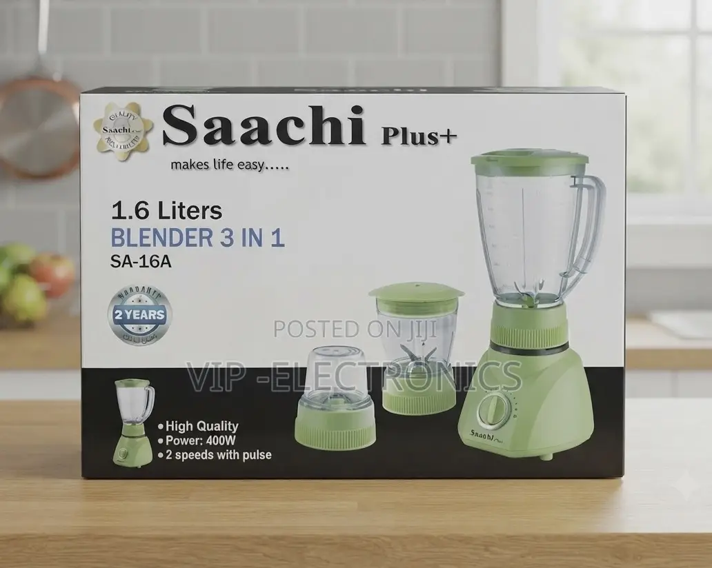 Saachi Plus+ Blender. 3-in-1 Featuring a Powerful 400W Moto