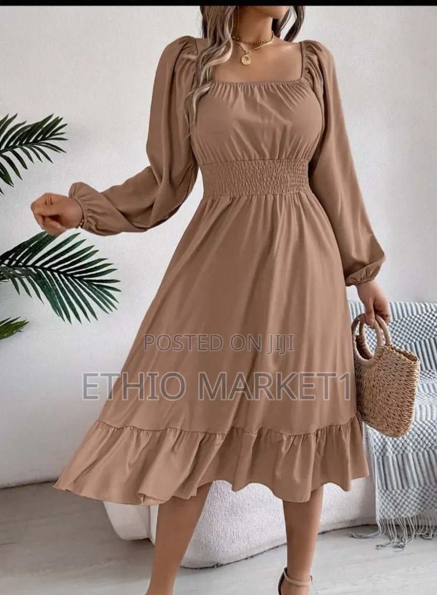 Women's Square Neck Long Sleeves Dress