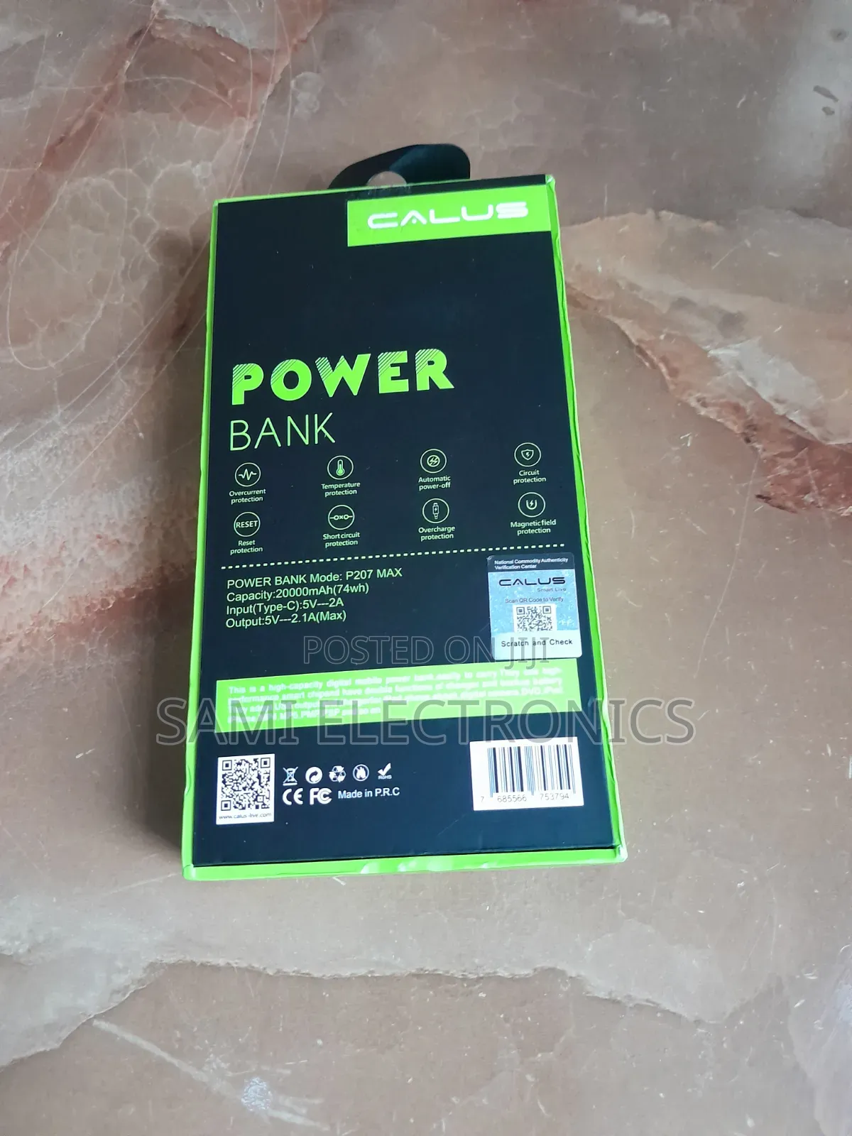 Power Bank Calus P207 Max Power Bank 20,000mAh 12W Charging ፓወር ባንክ