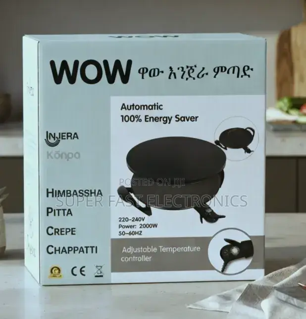 WOW Electric Injera Mitad Maker (2000W) – Non-Stick Automatic