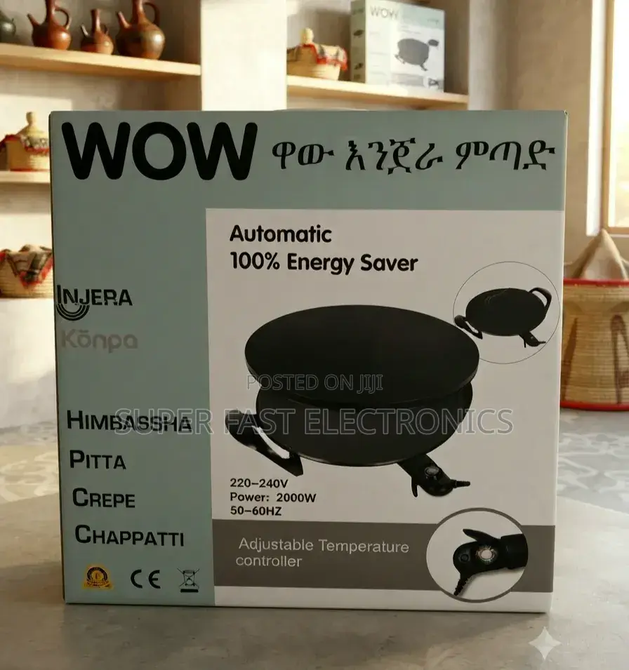 WOW Electric INJERA Mitad Maker. Featuring a Powerful 2000W