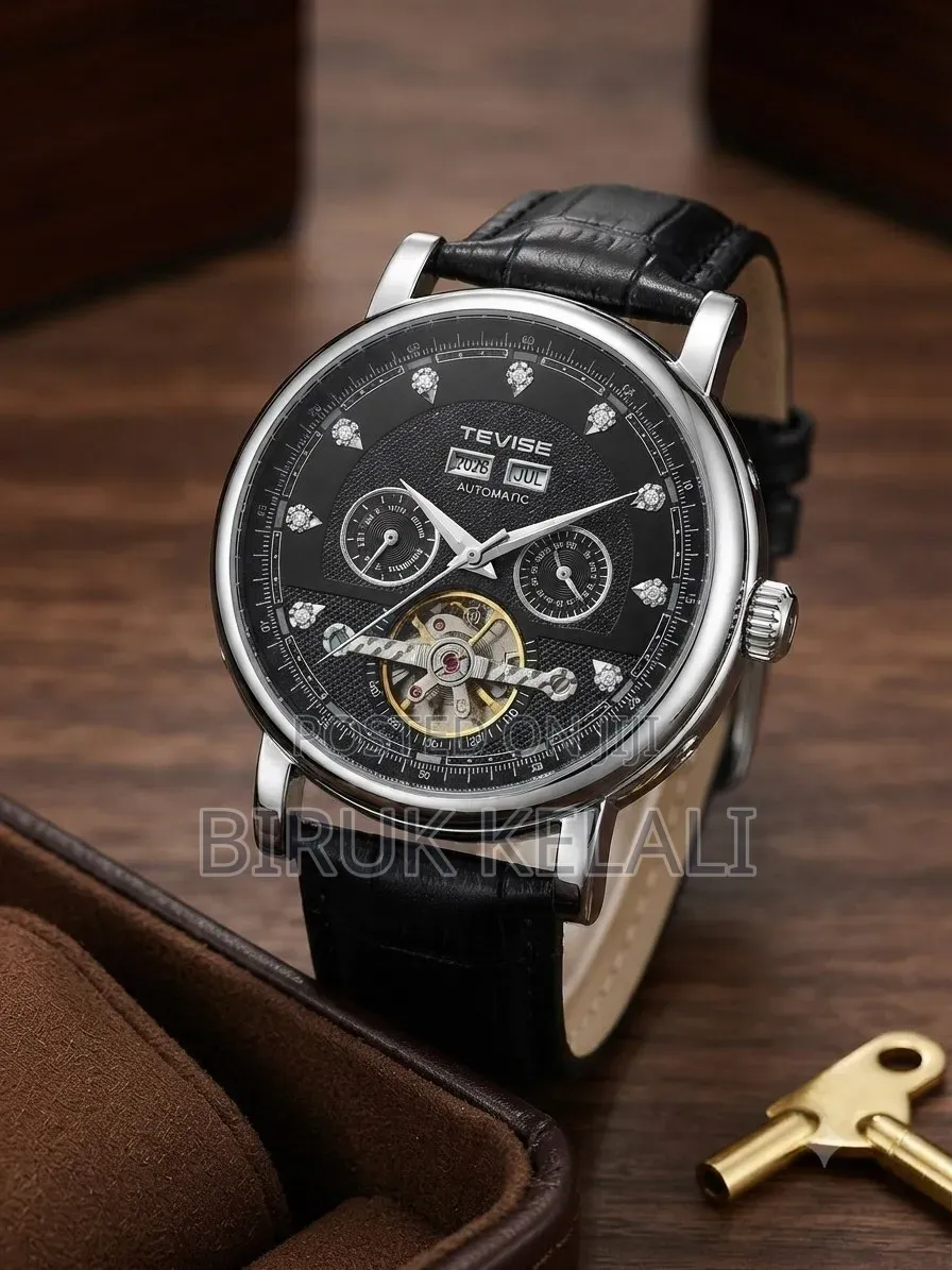 Tevise Wristwatch Features a Black Open-Heart Dial With Sparkling