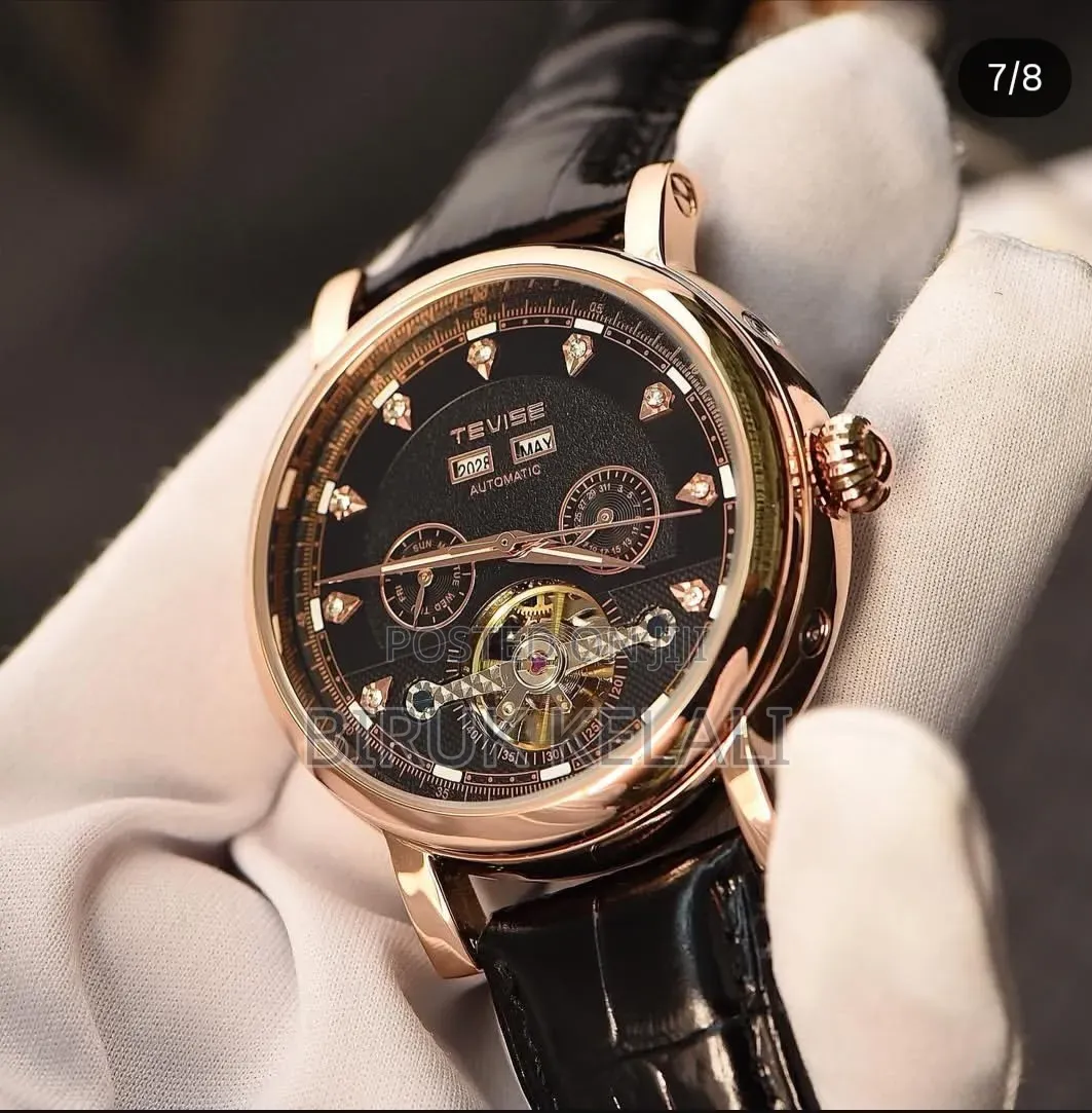 Tevise Skeleton Automatic Watch Features a Striking Black Dial