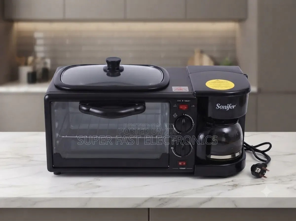 Sonifer Breakfast Maker 3-in-1– Toaster Oven, Coffee Maker Frying