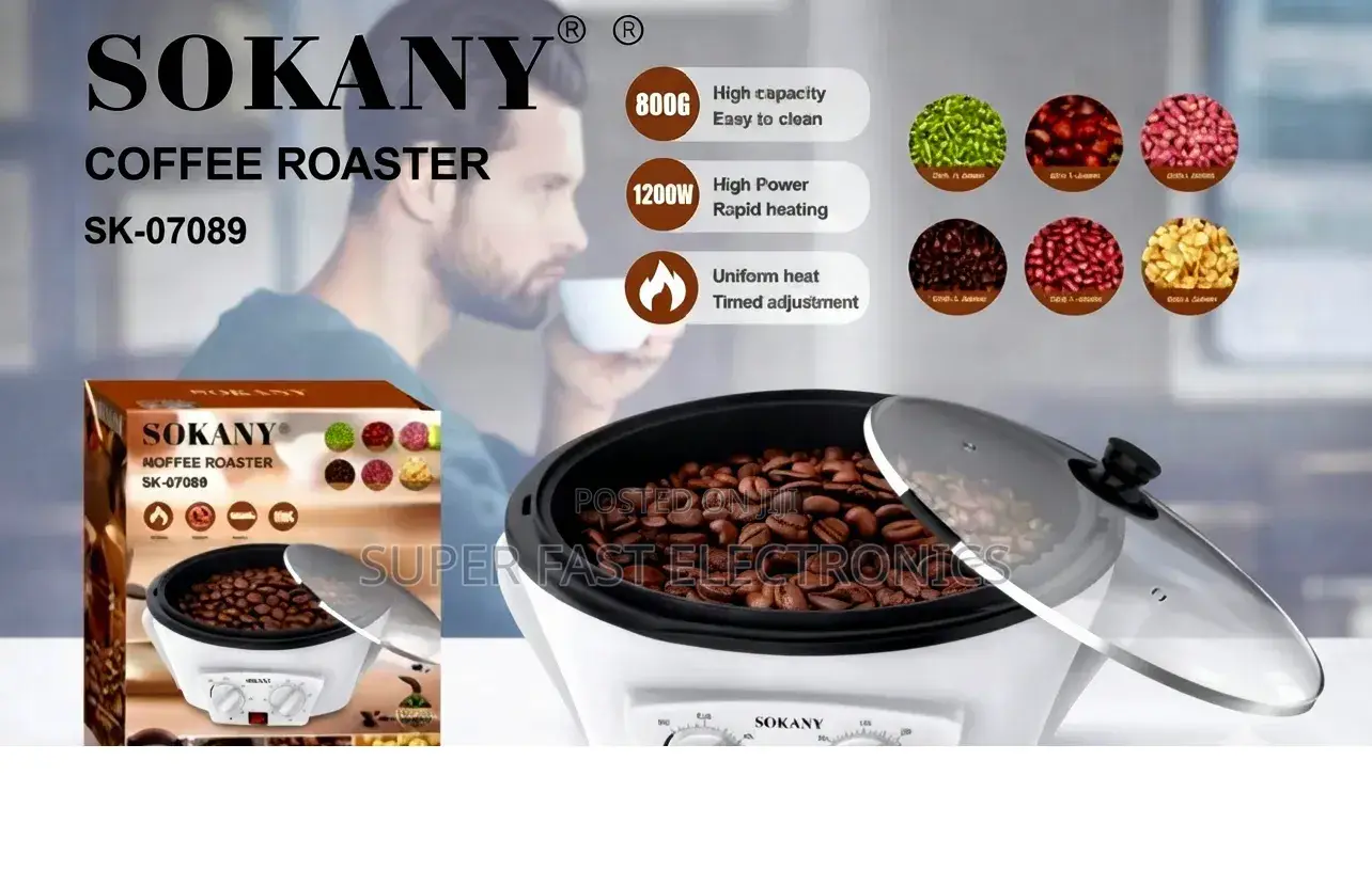 SOKANY Coffee Roaster – 800g Capacity, 1200W Electric Coffee