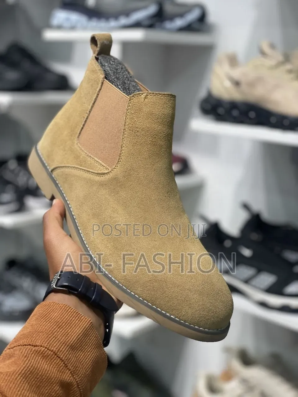 Mens Chelsea Boots Suede #Color Khaki