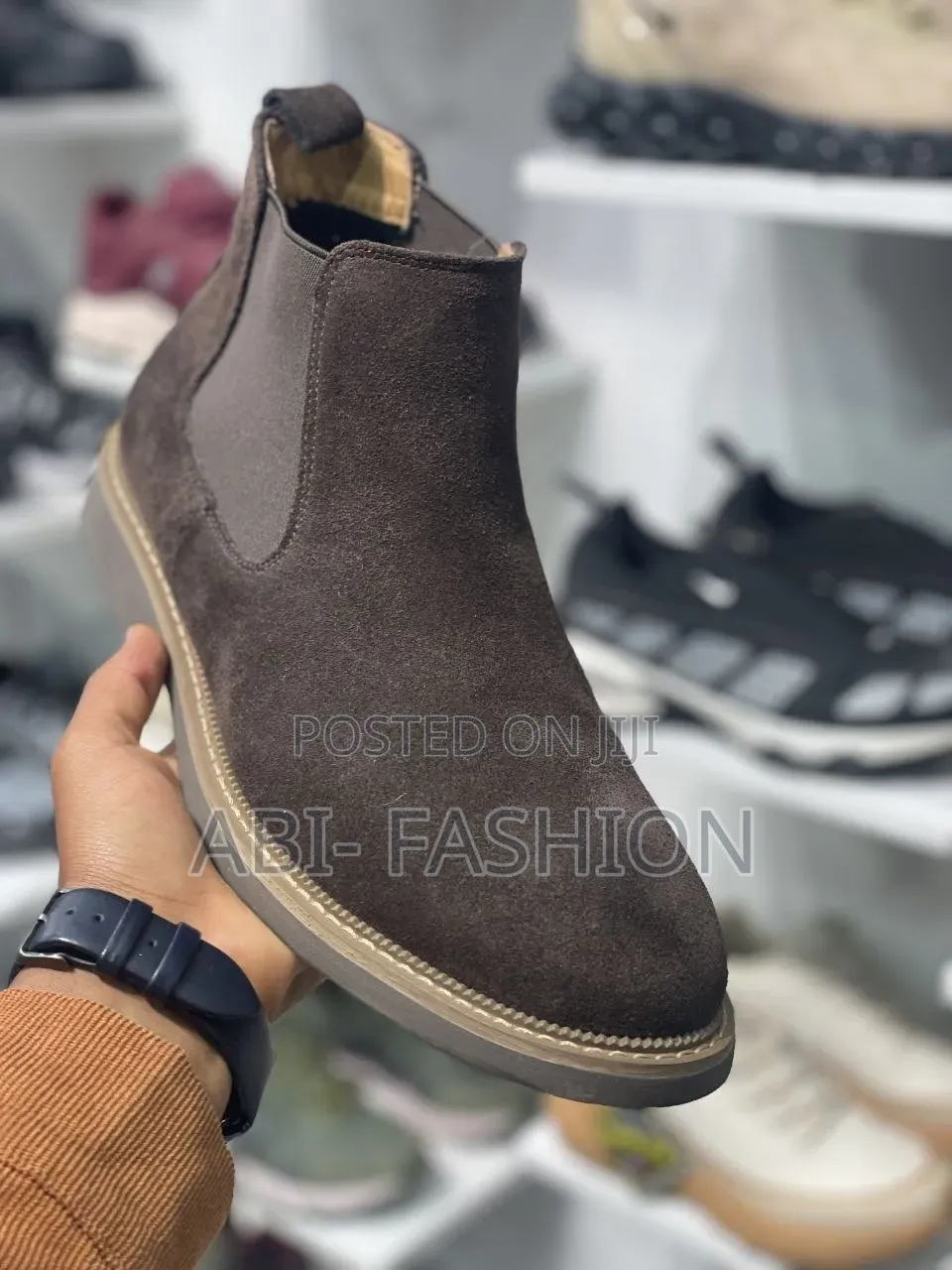 Mens Chelsea Boots Suede #Color Dark Brown