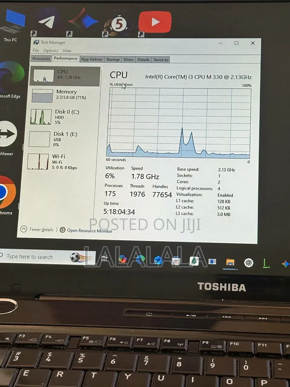 Laptop Toshiba Satellite L500 4GB Intel Core i5 HDD 500GB
