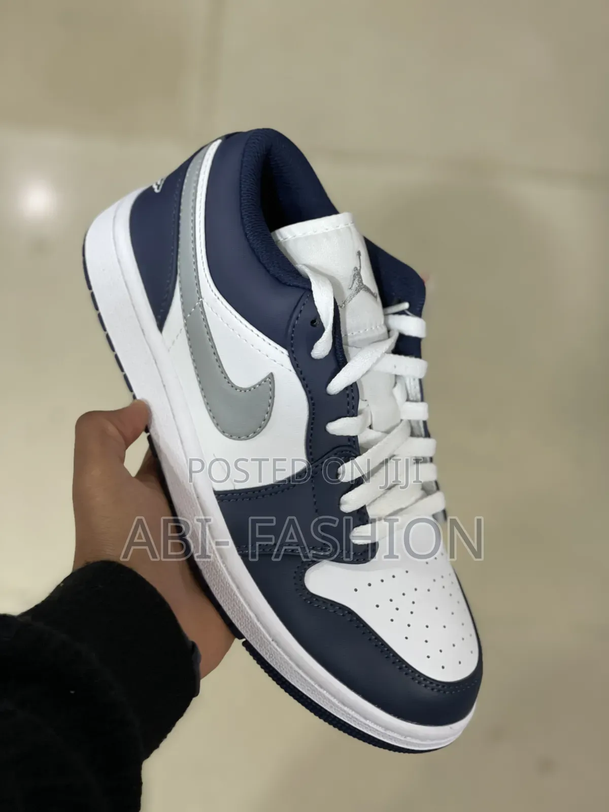 Nike Air Jordan 1 Low Sneakers in a White, Midnight Navy,