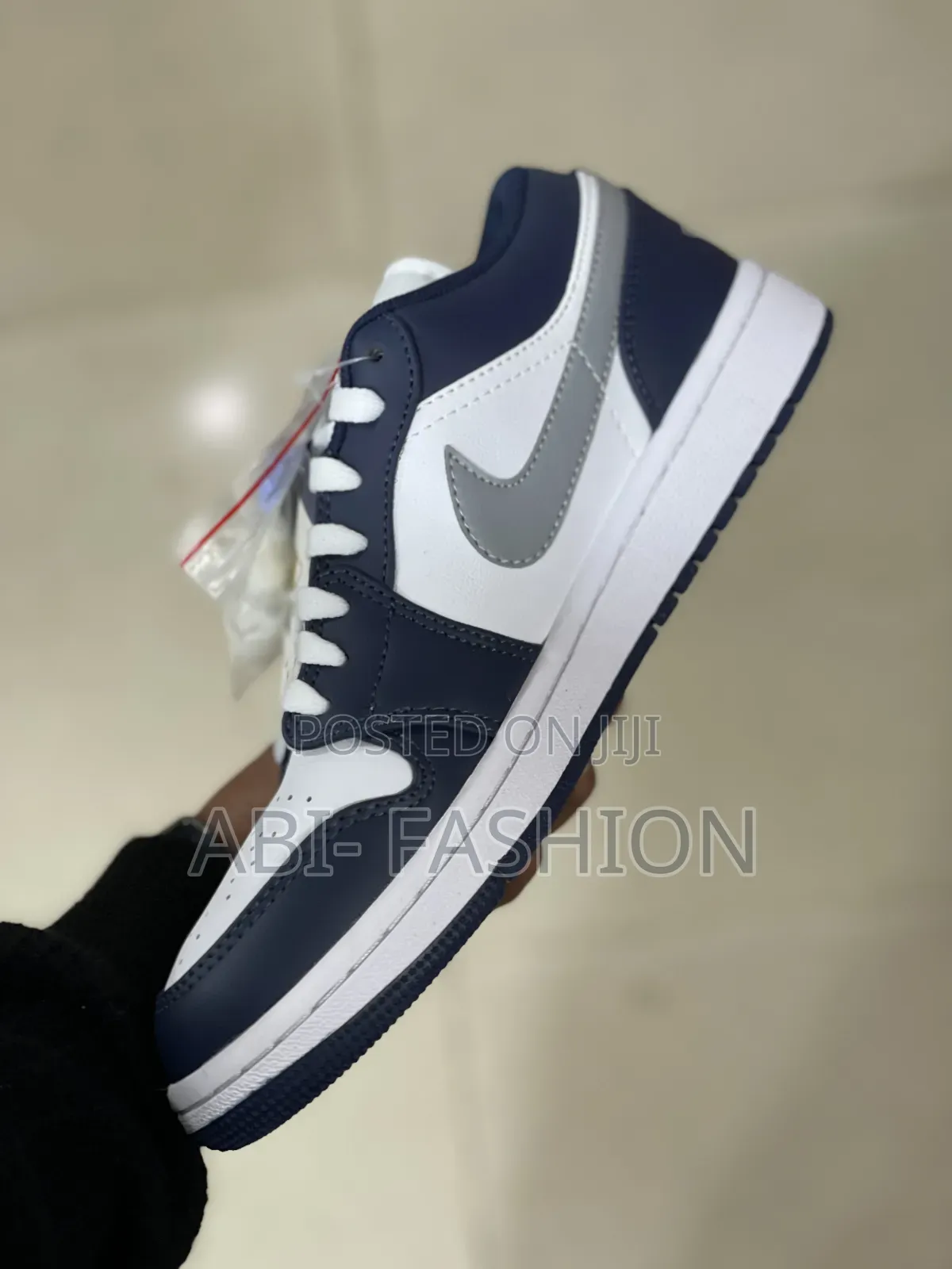 Nike Air Jordan 1 Low Sneakers in a White, Midnight Navy,