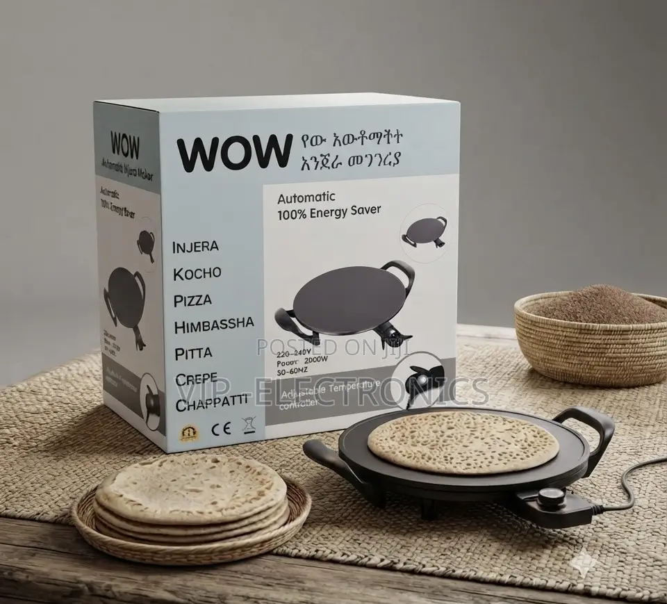 WOW Electric Mitad / Injera Maker – 2000W Automatic Non-Stick Griddle