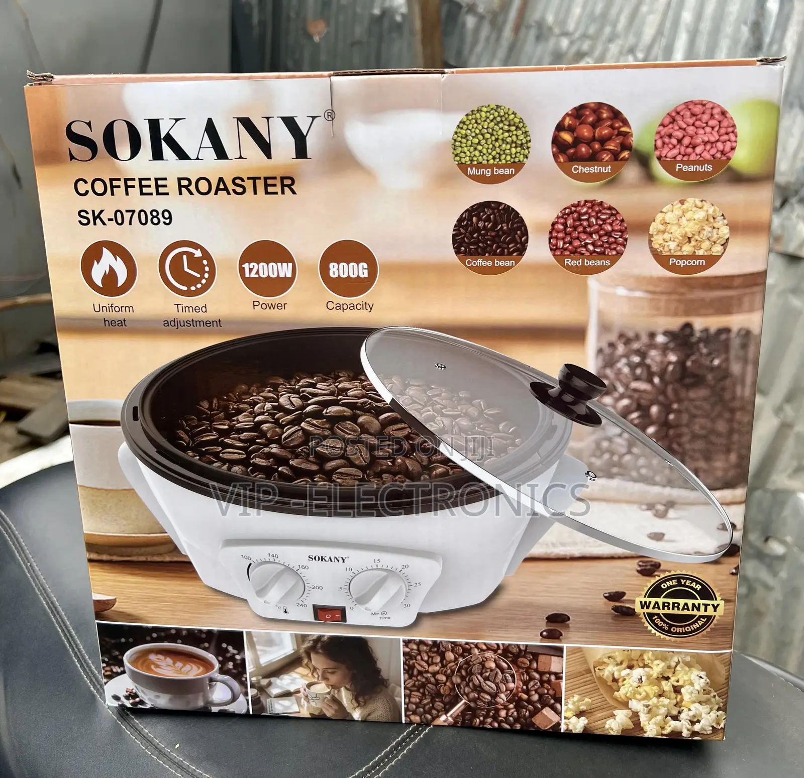SOKANY Coffee Roaster – 1200W Multi-Purpose Bean Nut Roasting Machine