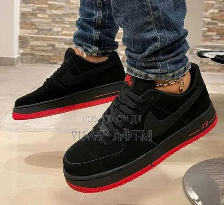 Nike Air Force 1 Low '07 'Black Suede/Red' Men's Shoes