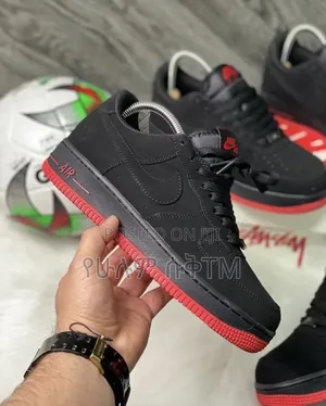 Nike Air Force 1 Low '07 'Black Suede/Red' Men's Shoes