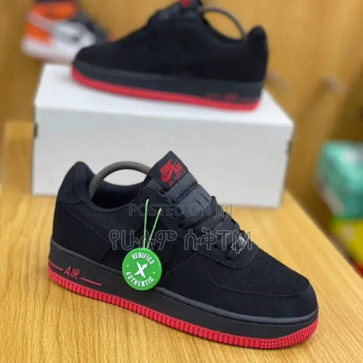 Nike Air Force 1 Low '07 'Black Suede/Red' Men's Shoes