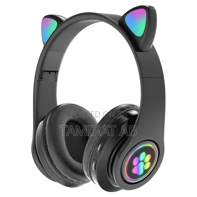 Cats Wireless Headphone With RGB Led Light, Microphone Tf Card Slot
