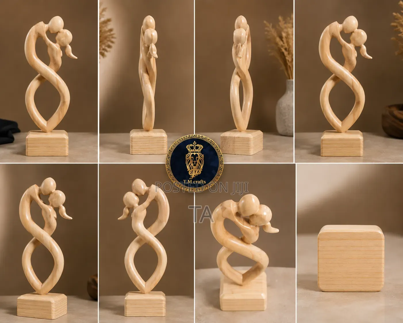 Handcrafted Wooden Couple Sculpture – A Timeless Symbol of Love