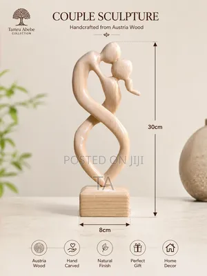 Handcrafted Wooden Couple Sculpture – A Timeless Symbol of Love