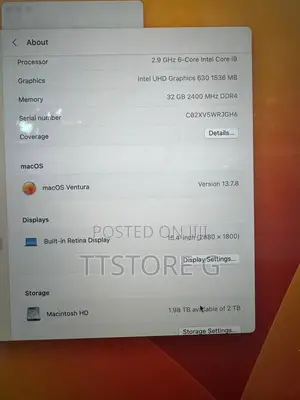 Laptop Apple MacBook Pro 2018 32GB Intel Core i9 SSD 2T