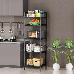 5‐Layer Hook Storage Rack – 360° Rotating Wheels, Nail‐Free