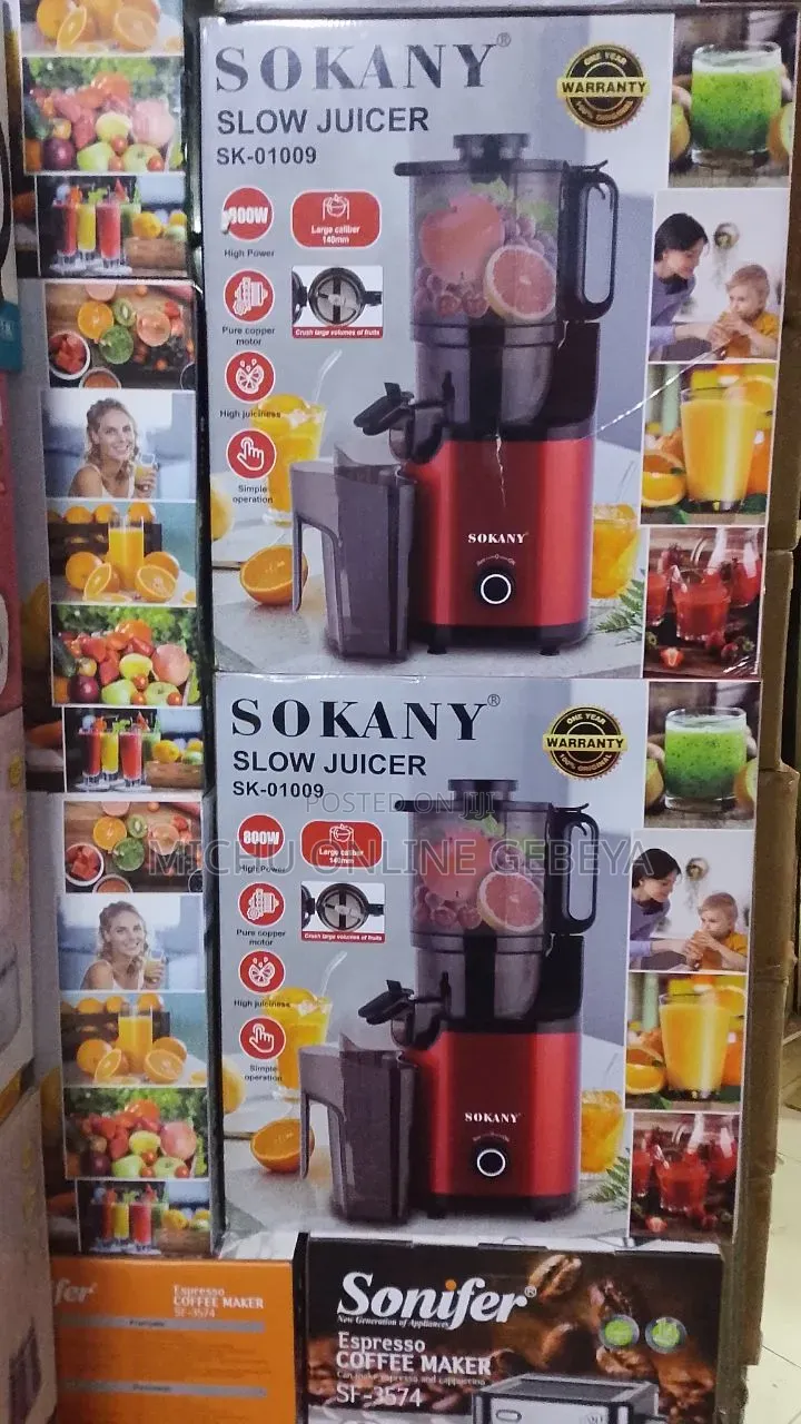 Sokany ልጣጭና ጁስ በእራሱ እየለየ የሚፈጭ Whole Slow Juicer/ Free Delivery