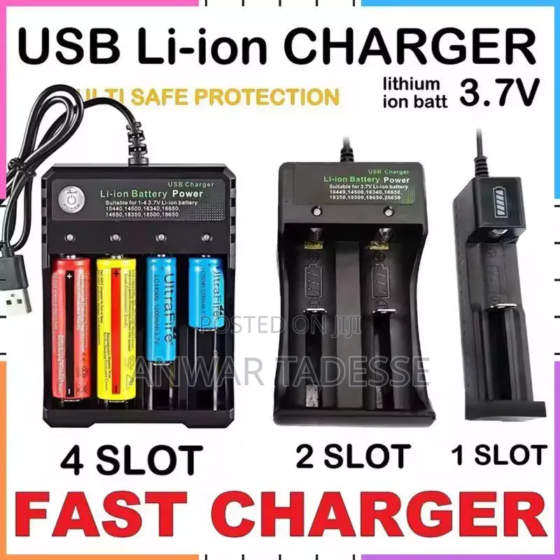 Universal 3.7V 18650 Charger Li-Ion Battery USB Independent 4 Slots
