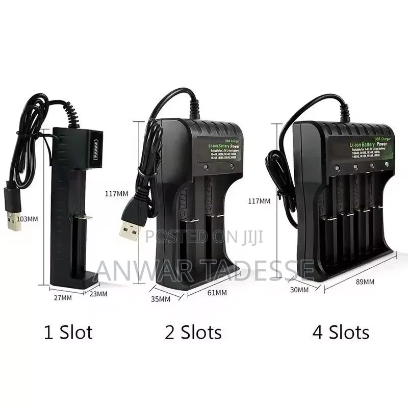 Universal 3.7V 18650 Charger Li-Ion Battery USB Independent 4 Slots