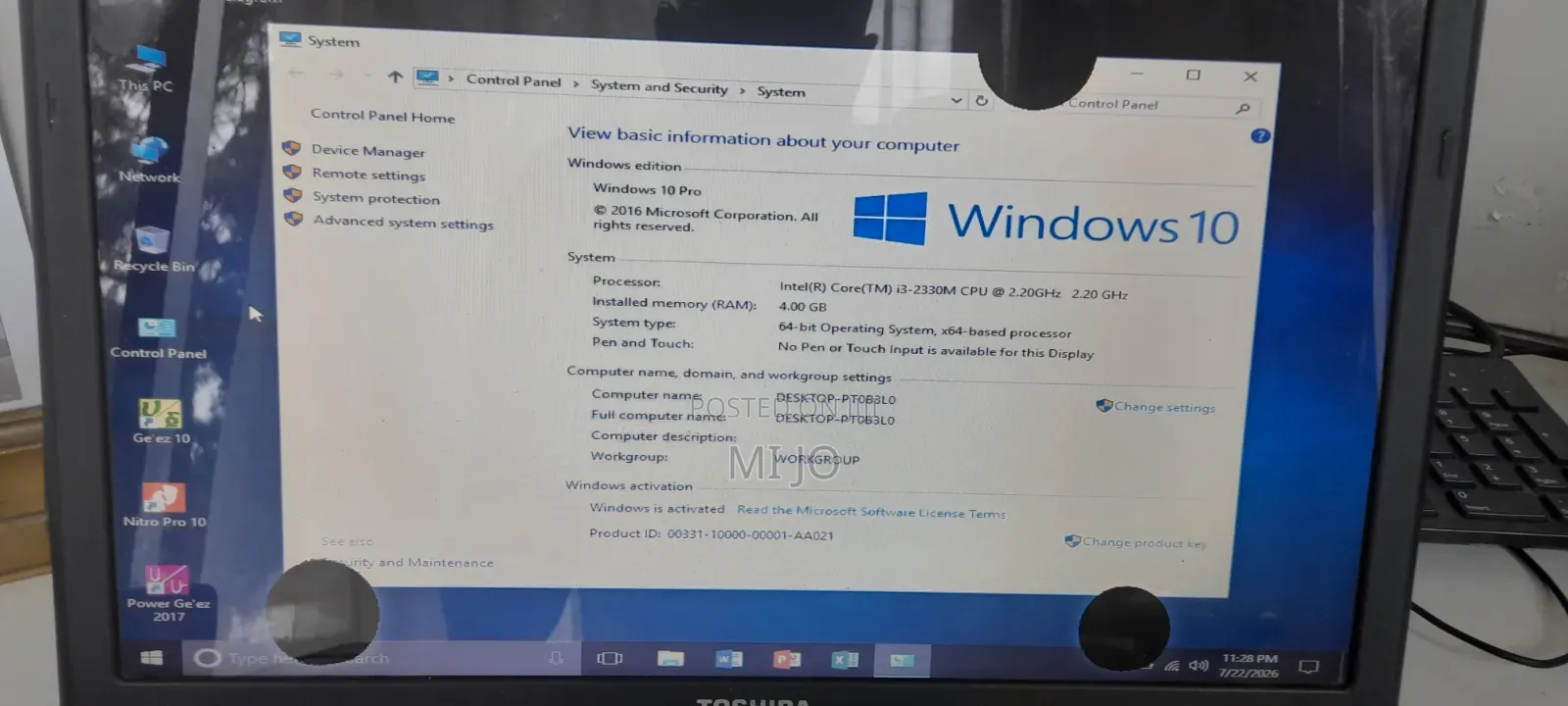 Laptop Toshiba Satellite C650 4GB Intel Core i3 HDD 500GB